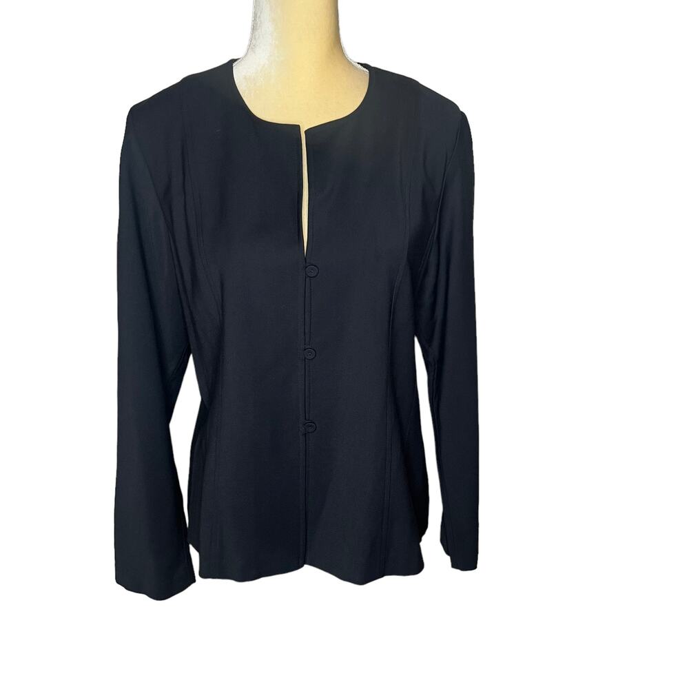 Eileen Fisher System Black Wool Blend Blouse Top Size Medium